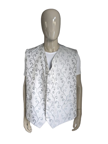 Erbstückweste. Fliedergraues, silberfarbenes Motiv. Größe 6XL / XXXXXXL.