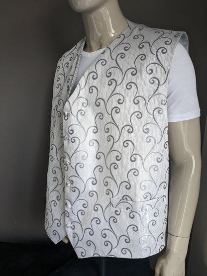 Erbstückweste. Fliedergraues, silberfarbenes Motiv. Größe 6XL / XXXXXXL.
