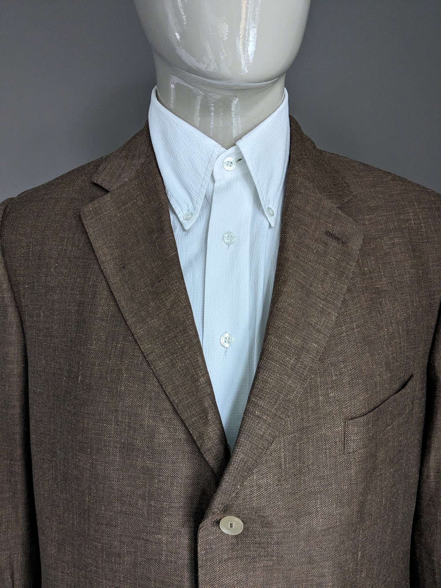 Paul Dierckx woolen and linen jacket. Brown mixed. Size XL / 56.