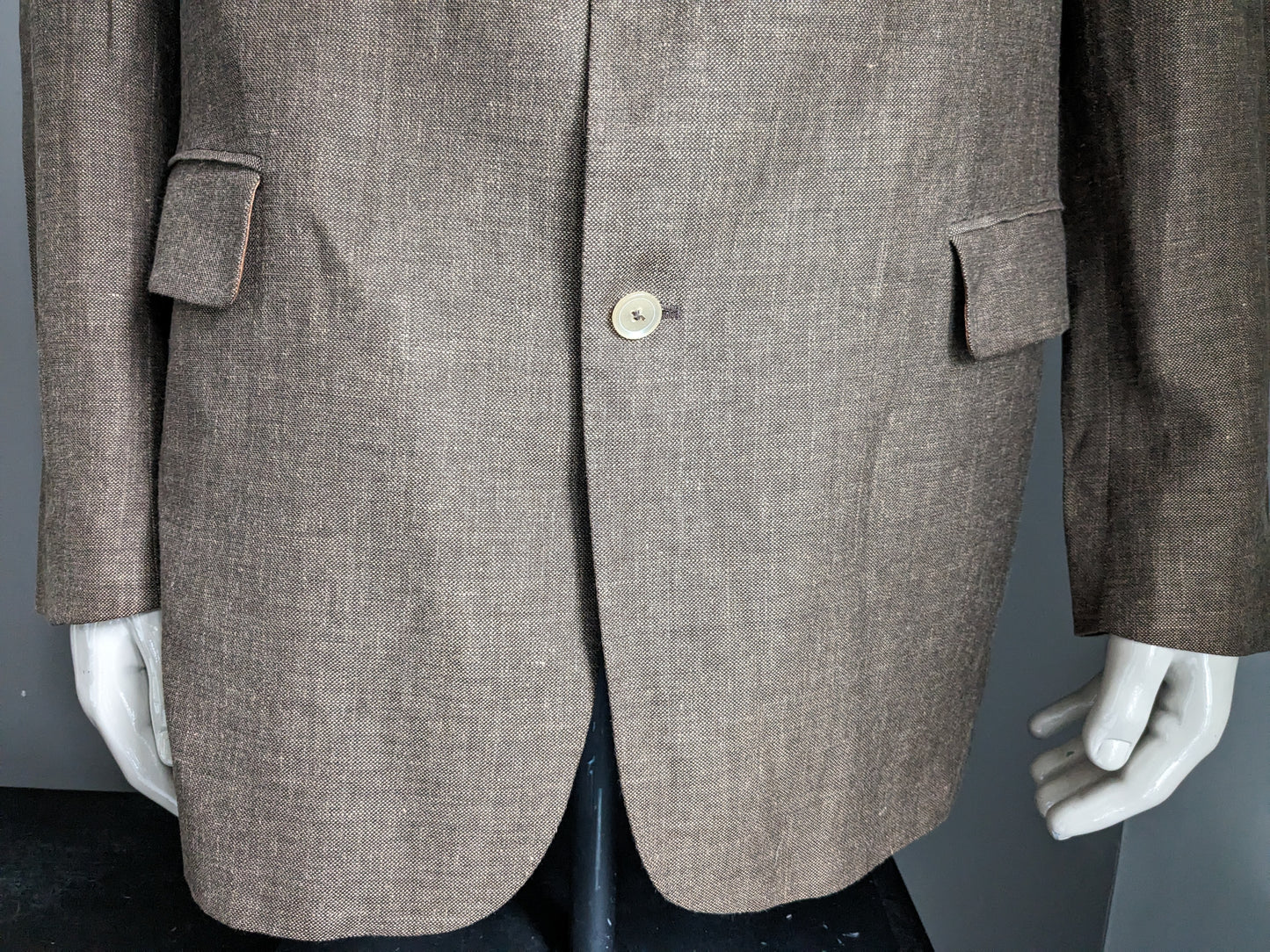 Paul Dierckx en laine et veste en lin. Brun mélangé. Taille XL / 56.