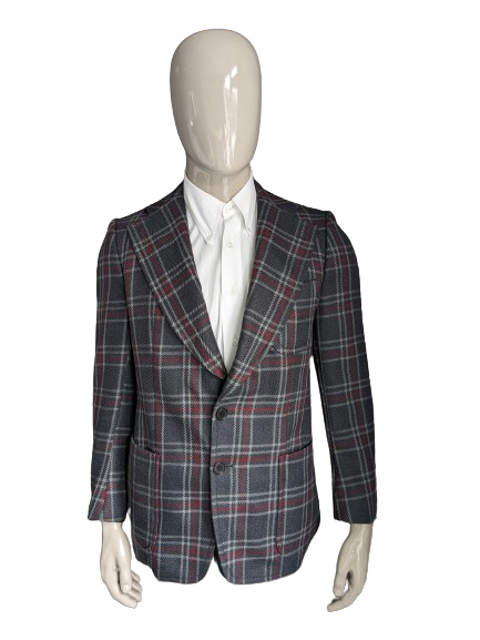 Old Timer Veyer jacket. Gray Red checkered. Size 52 / L. Slim Fit.