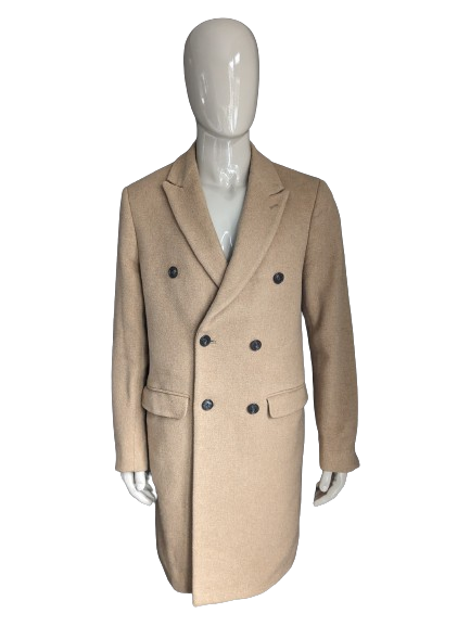 Zweireihige Jacke/Mantel aus Wolle von Scotch & Soda. Hellbraun / Kamelfarben. Größe XL.