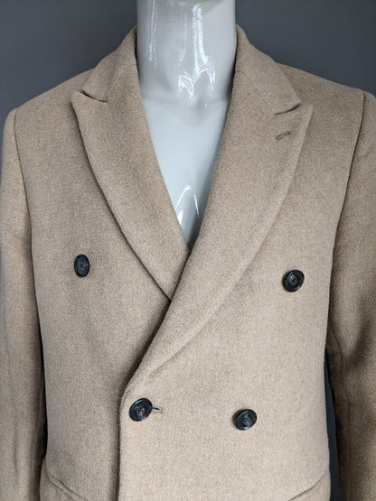 Zweireihige Jacke/Mantel aus Wolle von Scotch & Soda. Hellbraun / Kamelfarben. Größe XL.