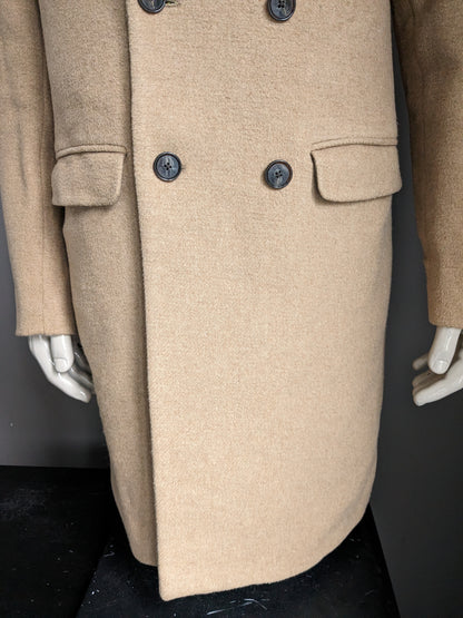 Zweireihige Jacke/Mantel aus Wolle von Scotch & Soda. Hellbraun / Kamelfarben. Größe XL.