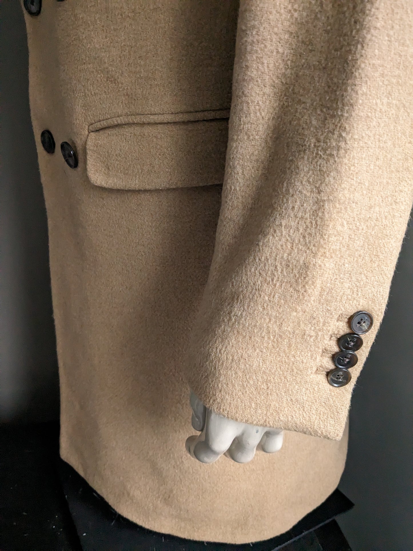 Zweireihige Jacke/Mantel aus Wolle von Scotch & Soda. Hellbraun / Kamelfarben. Größe XL.