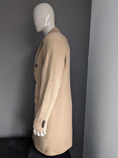 Zweireihige Jacke/Mantel aus Wolle von Scotch & Soda. Hellbraun / Kamelfarben. Größe XL.
