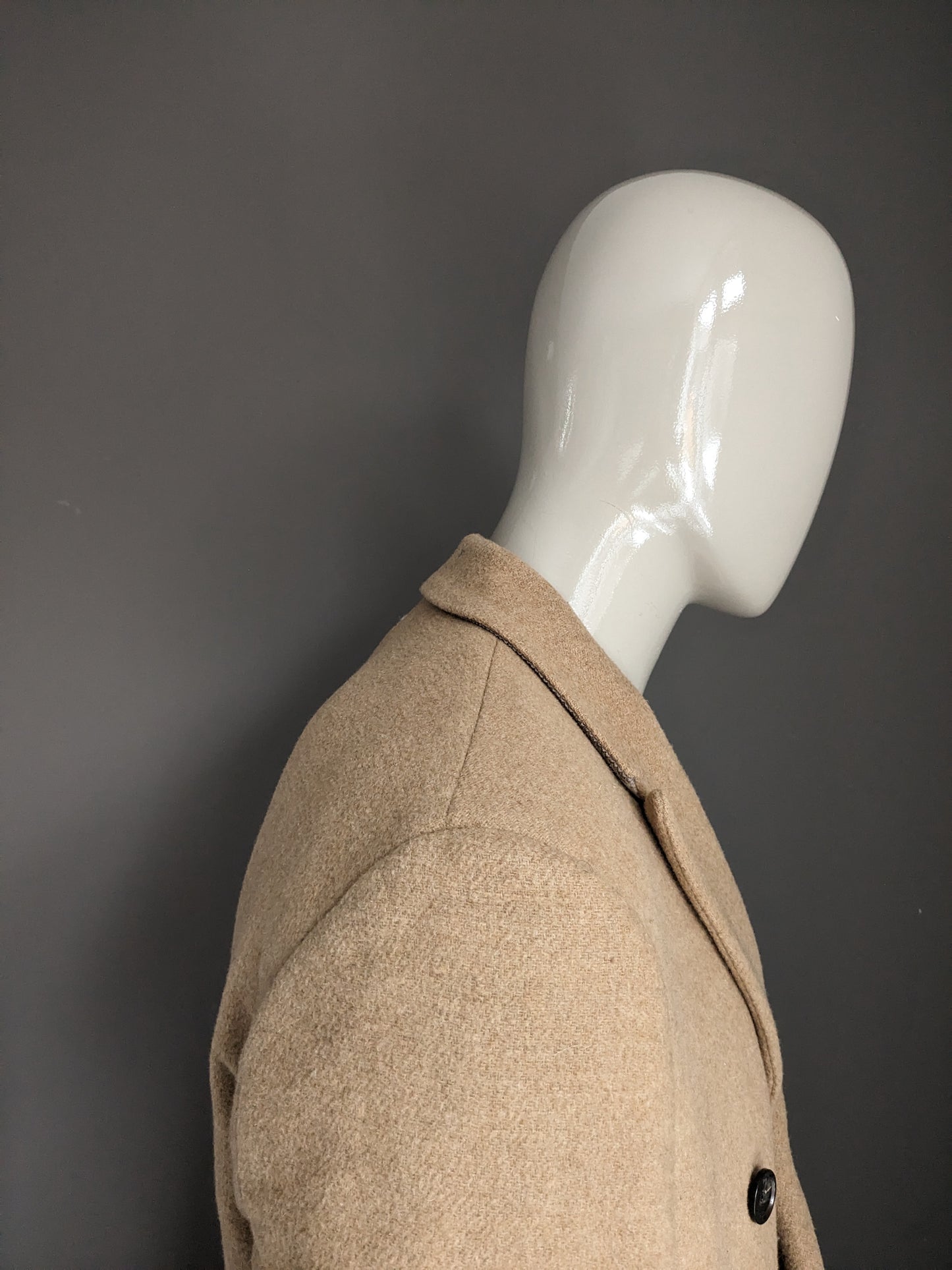 Zweireihige Jacke/Mantel aus Wolle von Scotch & Soda. Hellbraun / Kamelfarben. Größe XL.