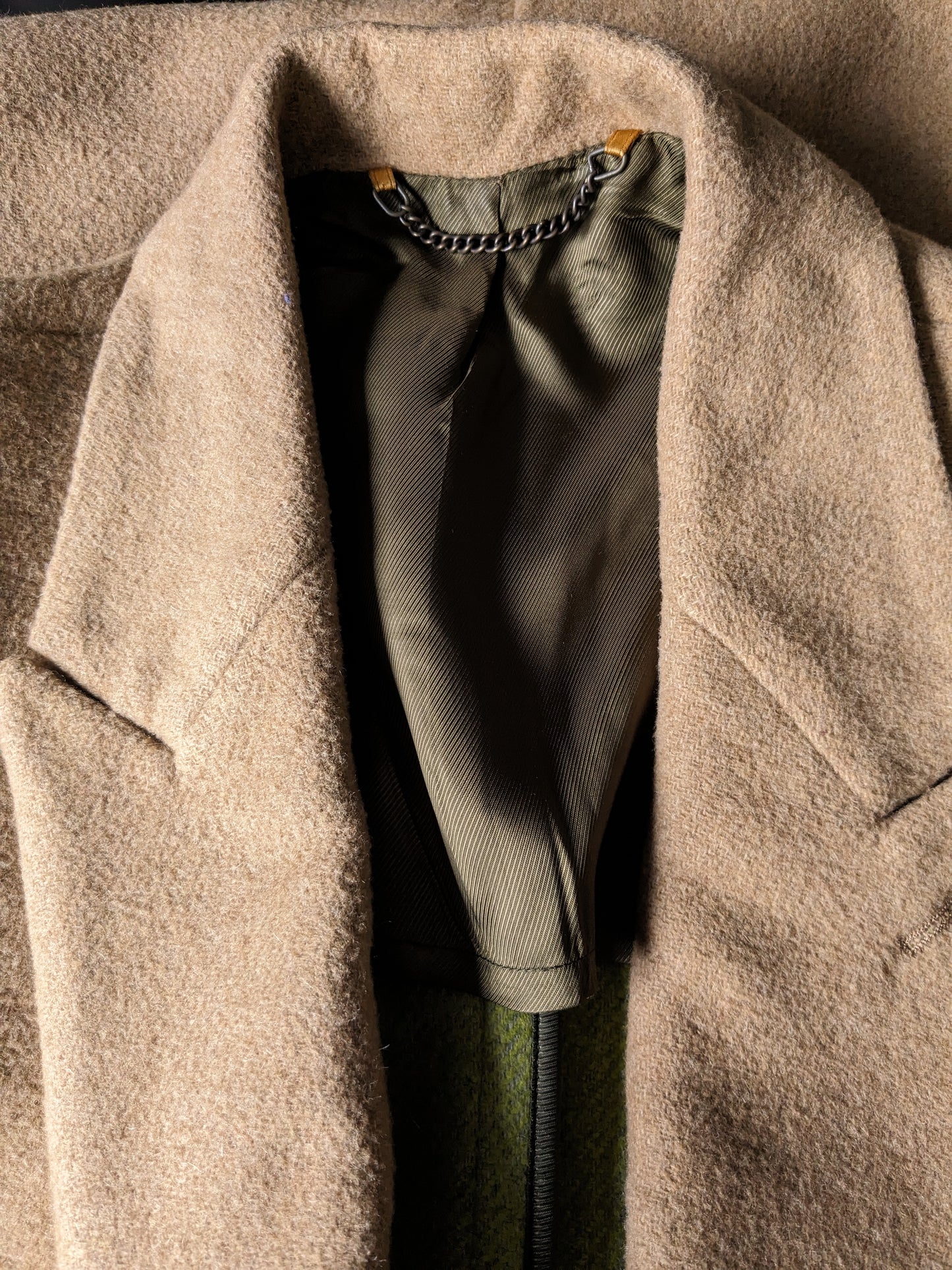 Zweireihige Jacke/Mantel aus Wolle von Scotch & Soda. Hellbraun / Kamelfarben. Größe XL.