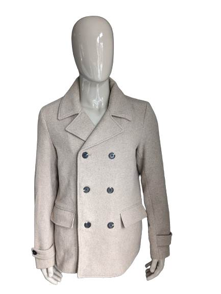 Scotch & Soda Wollen jas. Beige gekleurd. Maat XL.