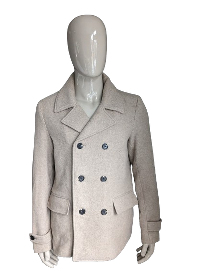 Scotch & Soda Wollen jas. Beige gekleurd. Maat XL.