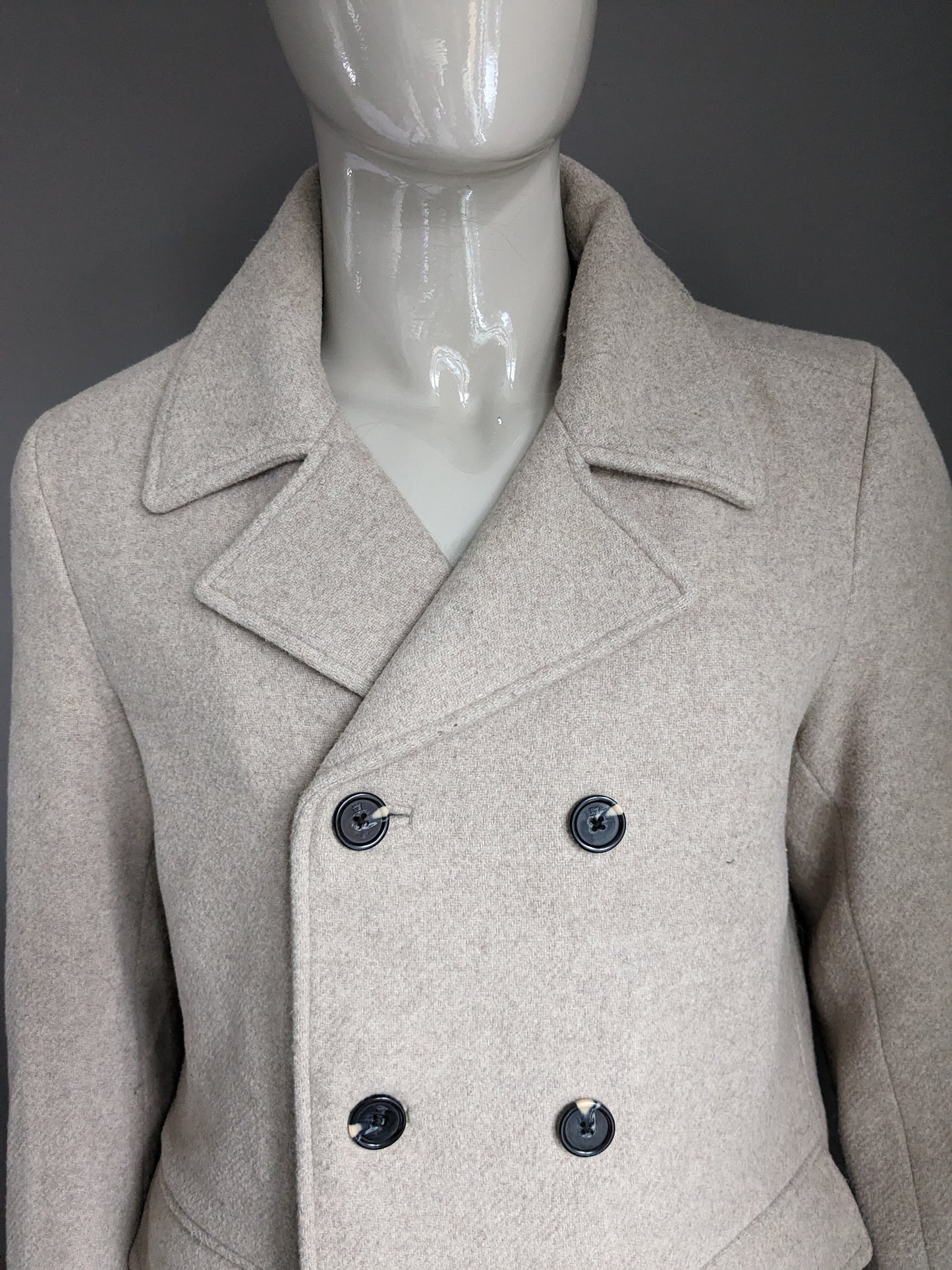Scotch & Soda Wollen jas. Beige gekleurd. Maat XL.
