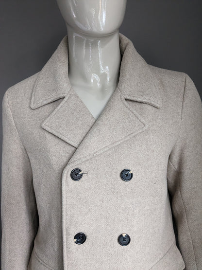 Scotch & Soda Wollen jas. Beige gekleurd. Maat XL.