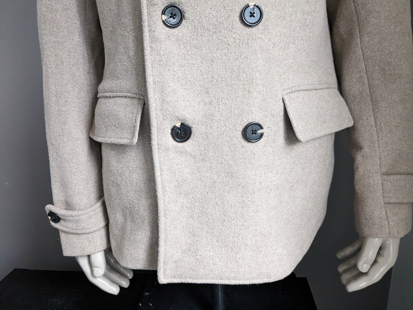 Scotch & Soda Wollen jas. Beige gekleurd. Maat XL.