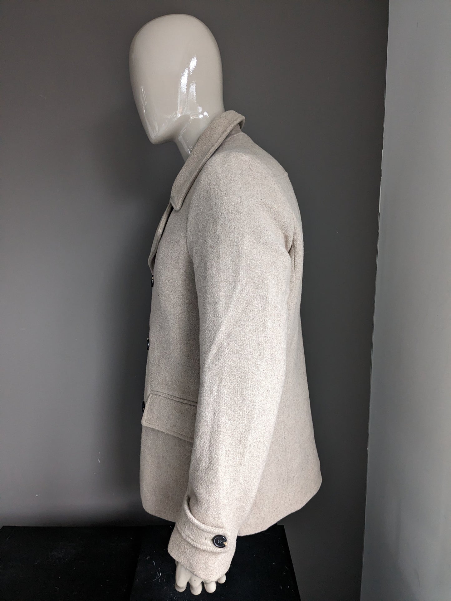 Scotch & Soda Wollen jas. Beige gekleurd. Maat XL.