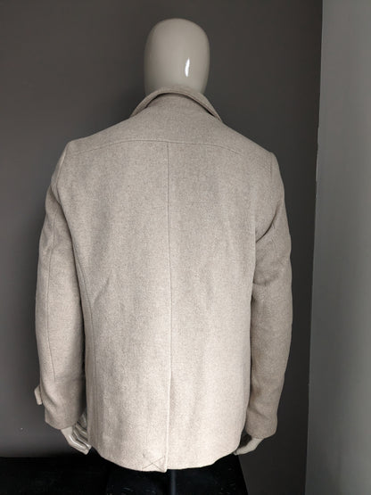 Scotch & Soda Wollen jas. Beige gekleurd. Maat XL.