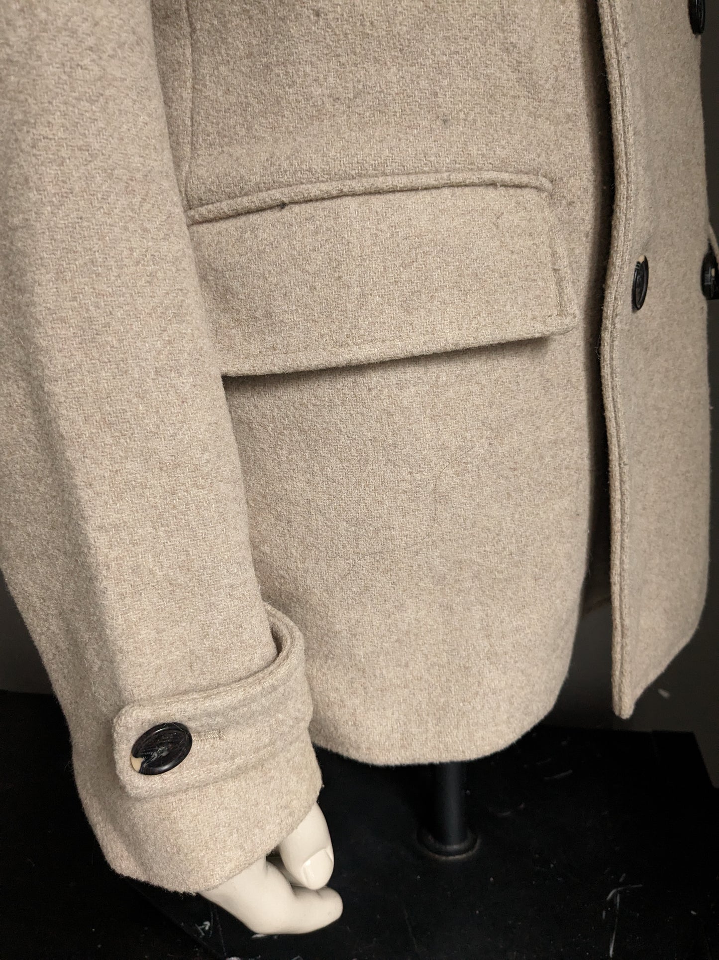Scotch & Soda Wollen jas. Beige gekleurd. Maat XL.