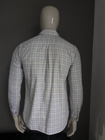 Skopes overhemd. Beige Blauw Groen Bruin geruit. Maat M.