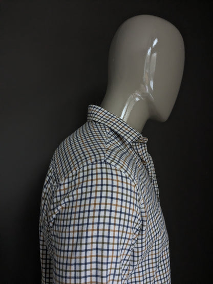 Skopes overhemd. Beige Blauw Groen Bruin geruit. Maat M.