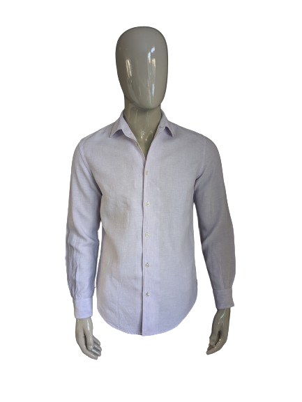 Mango Man Linnen overhemd. Lila gekleurd. Maat M.