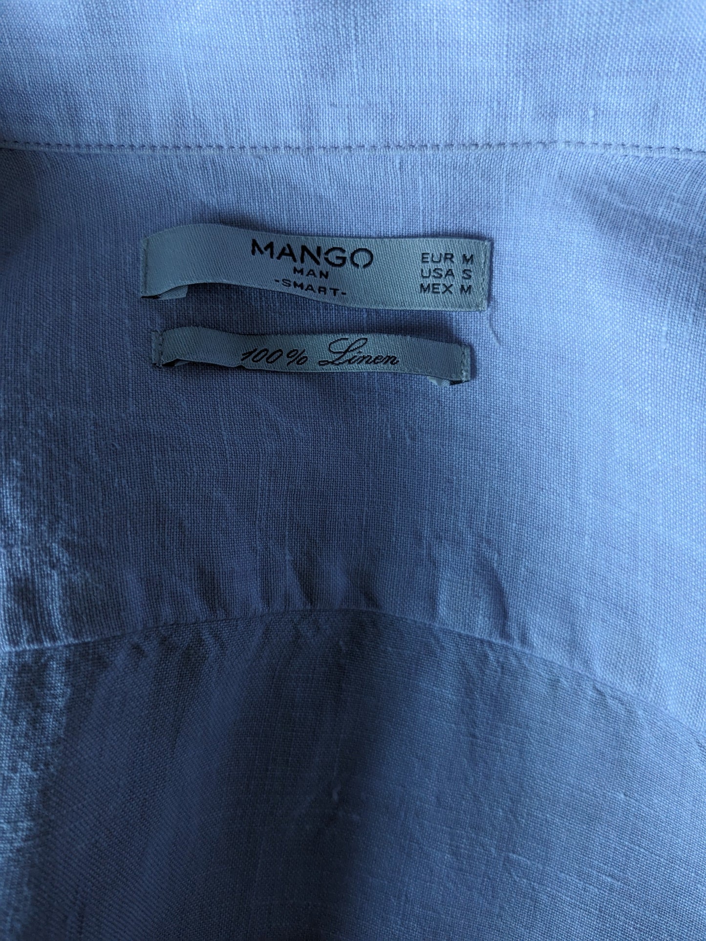 Mango Man Linnen overhemd. Lila gekleurd. Maat M.