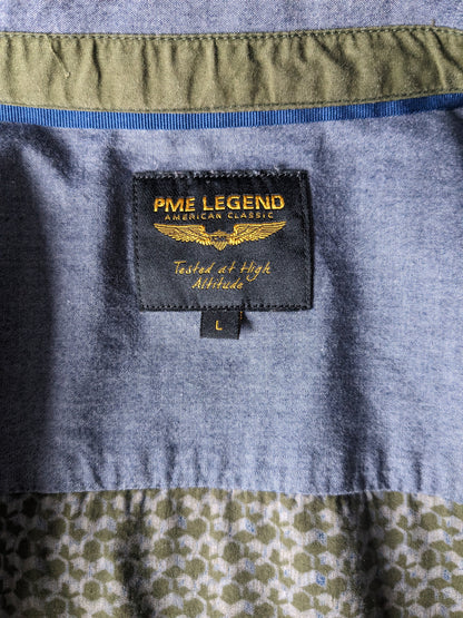 Camiseta PME Leyenda. Estampado azul verde. Talla L.
