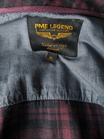 Camiseta PME Leyenda. Cuadros Burdeos Negro. Talla XL.
