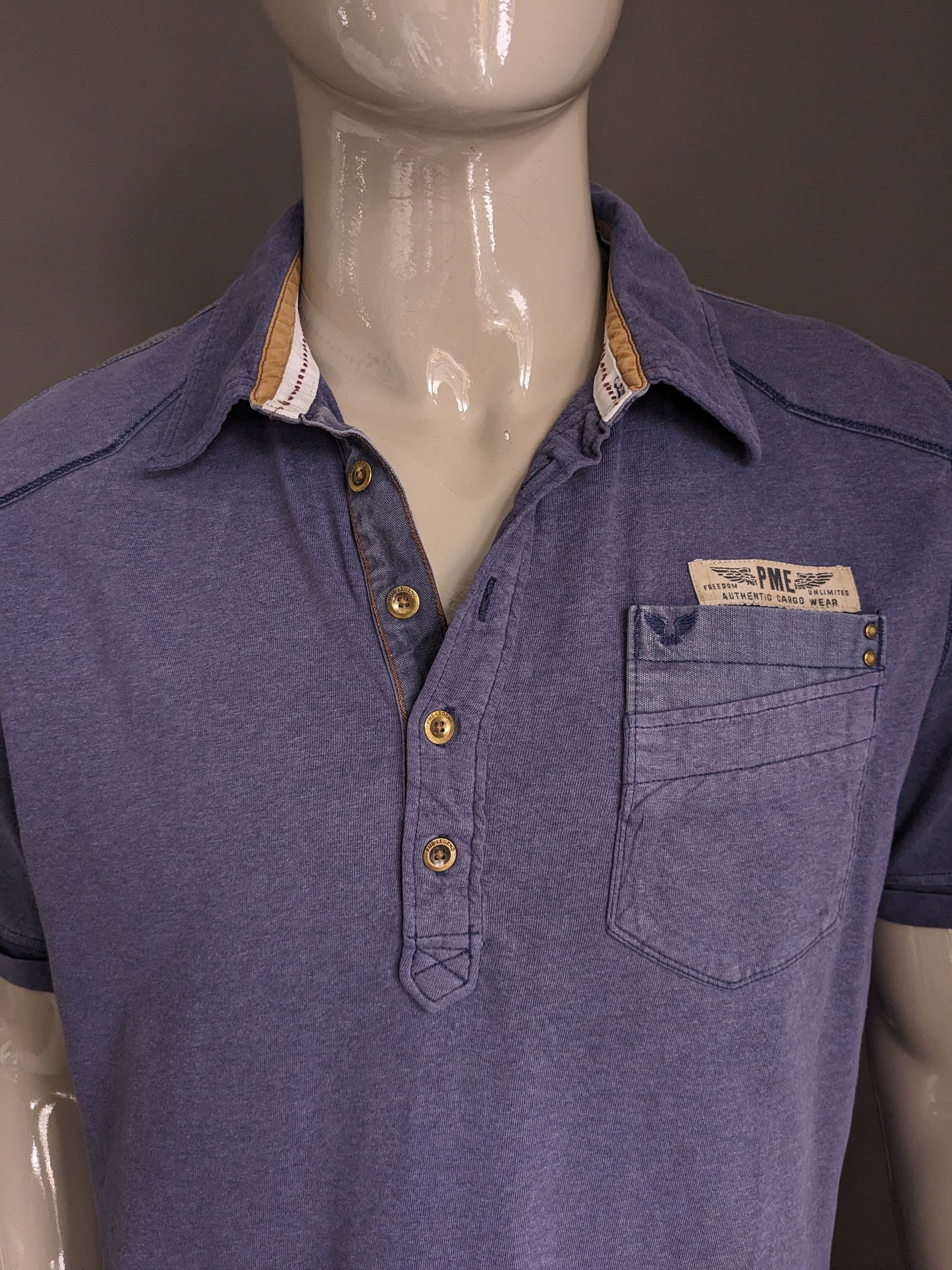PME Legend polo. Donker Blauw gemêleerd. Maat 2XL / XXL.
