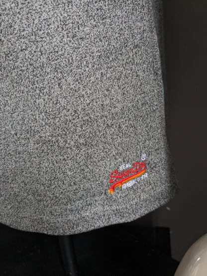 Superdry shirt. Zwart Grijs gemêleerd. Maat XL.