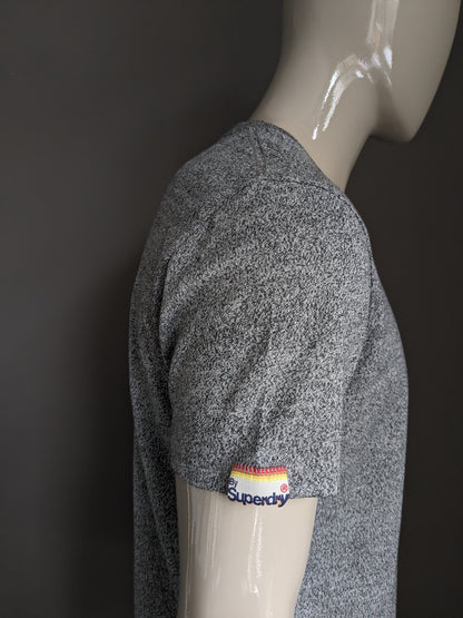Superdry shirt. Zwart Grijs gemêleerd. Maat XL.