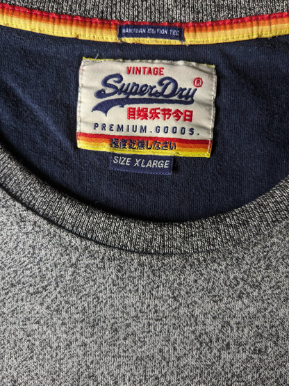 Superdry shirt. Zwart Grijs gemêleerd. Maat XL.