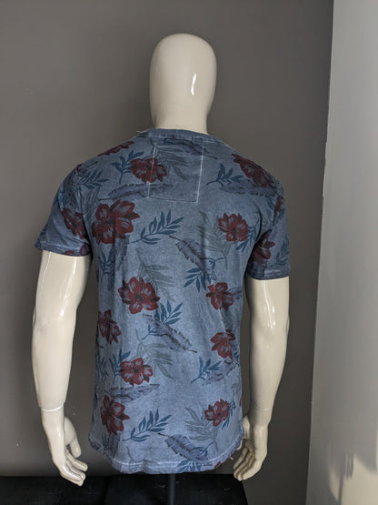 Chemise Superdry. Imprimé floral bleu rouge. Taille L.
