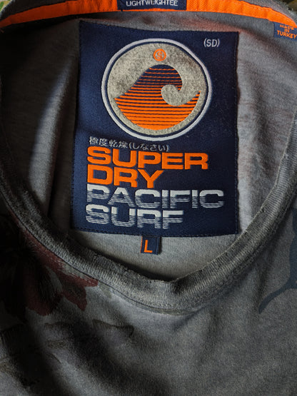 Chemise Superdry. Imprimé floral bleu rouge. Taille L.