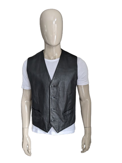 Gilet en cuir de porc Conwell. Double face. Noir XL avec poche intérieure.