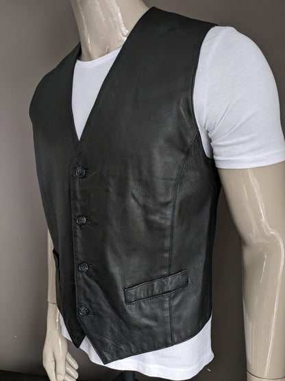 Gilet en cuir de porc Conwell. Double face. Noir XL avec poche intérieure.