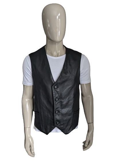 Chaleco de piel de doble faz con bolsillo interior. Negro. Talla XL. #318