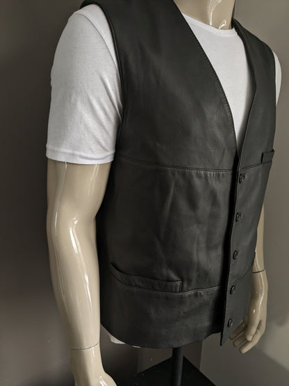 Dubbelzijdig Striwa leren gilet met 2 binnenzakken. Zwart. Maat L. #319