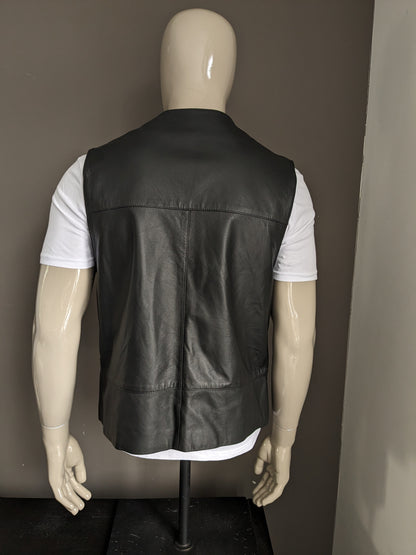 Dubbelzijdig Striwa leren gilet met 2 binnenzakken. Zwart. Maat L. #319