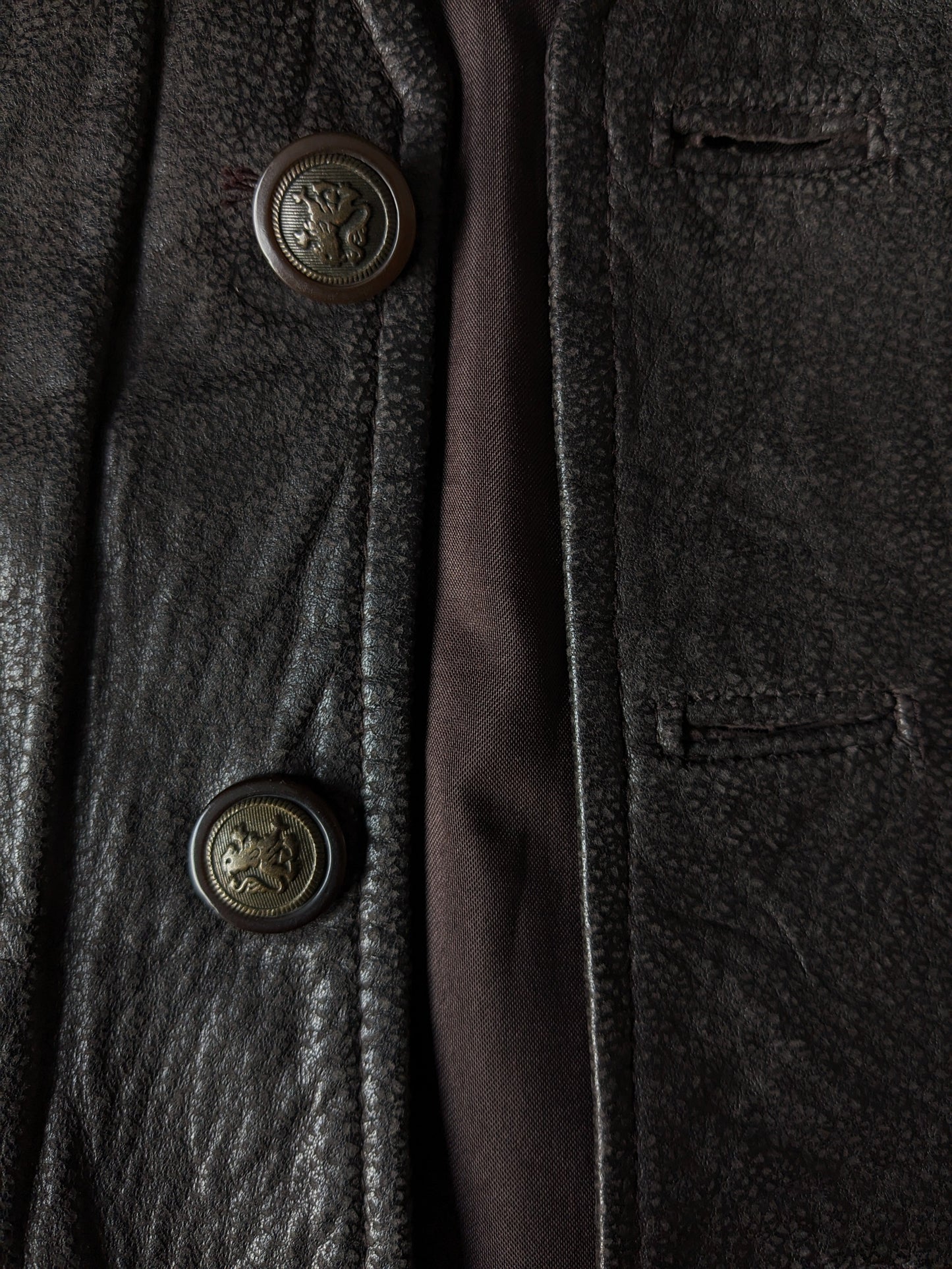 Chaleco de piel de doble faz con bonitos botones. . Marrón oscuro. Talla L. #320