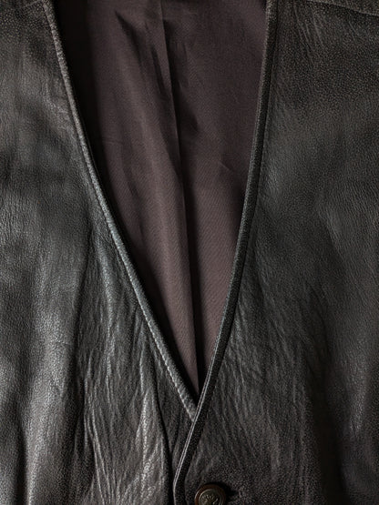 Chaleco de piel de doble faz con bonitos botones. . Marrón oscuro. Talla L. #320