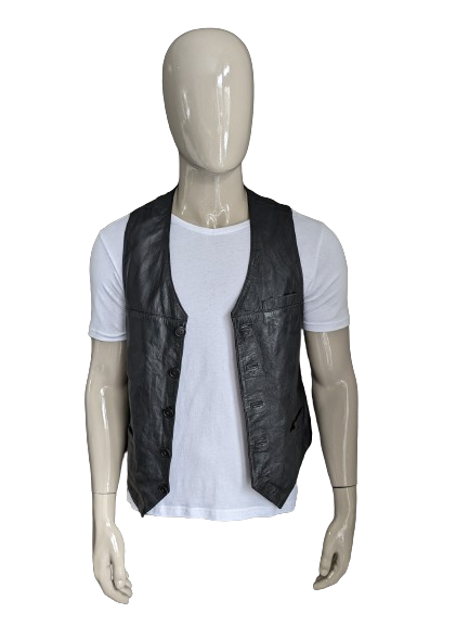 Double-sided Abbagliate leather waistcoat with 3 inner pockets. Black. Size 50 / M