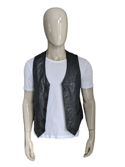 Double-sided Abbagliate leather waistcoat with 3 inner pockets. Black. Size 50 / M