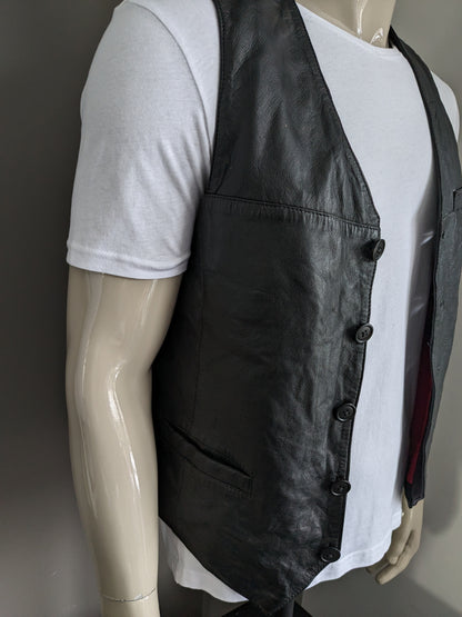 Double-sided Abbagliate leather waistcoat with 3 inner pockets. Black. Size 50 / M