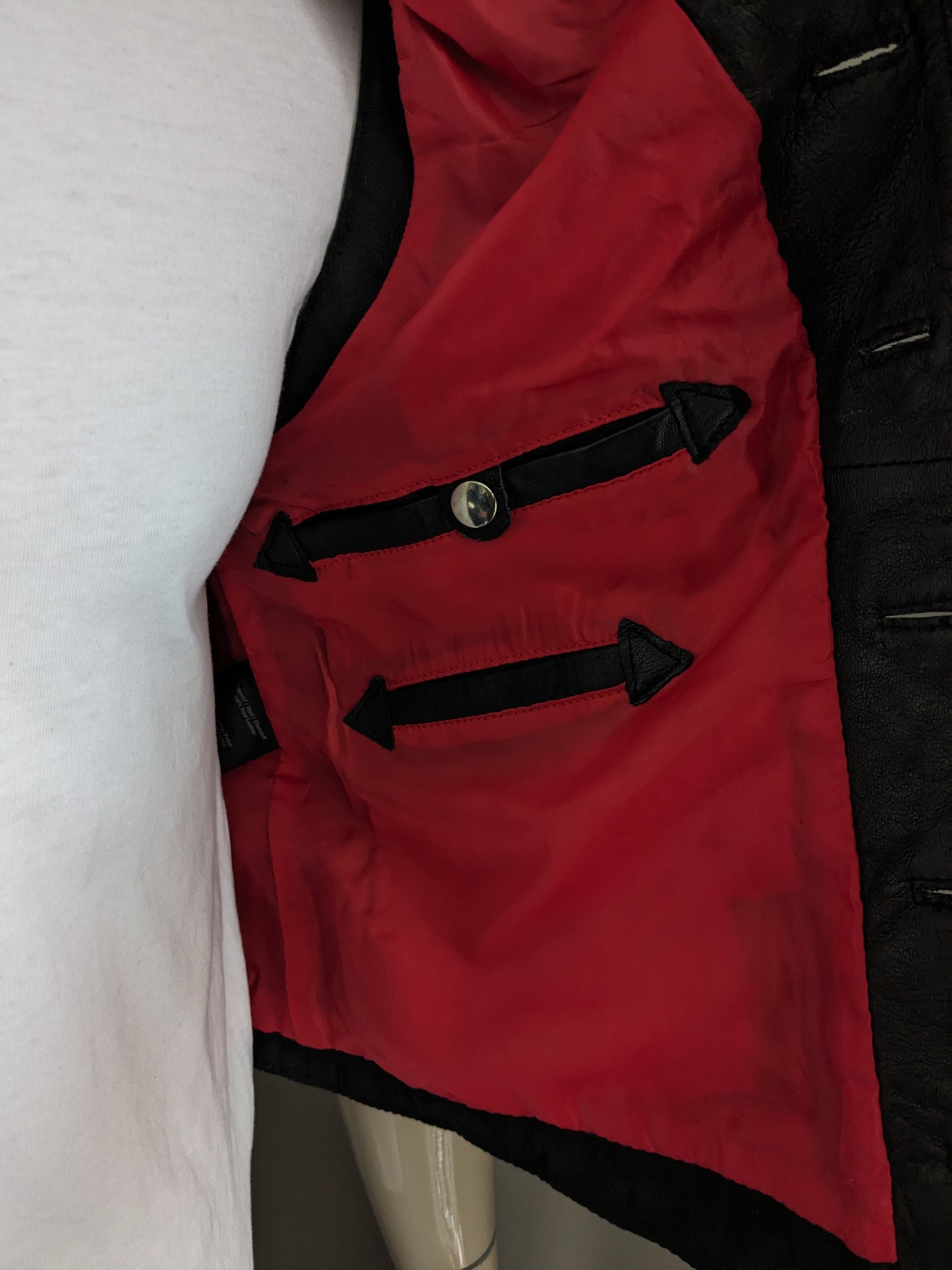 Chaleco de cuero abbagliate de doble lado con 3 bolsillos internos. Negro. Tamaño 50 / m