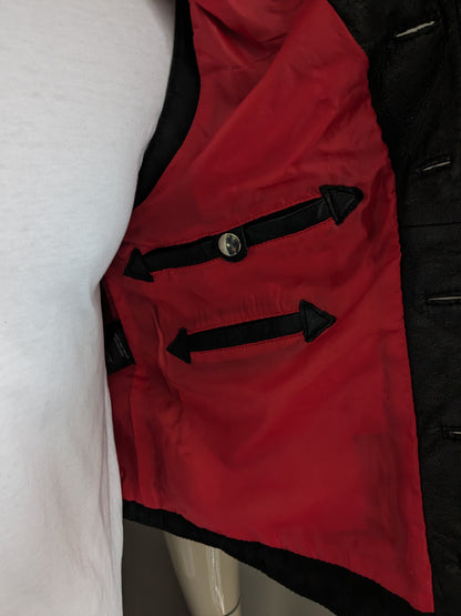 Double-sided Abbagliate leather waistcoat with 3 inner pockets. Black. Size 50 / M