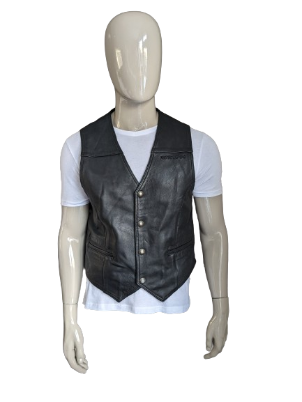 Original route 66 Double -sided leather waistcoat with press studs. Black. Size M / L.