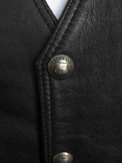 Origineel Route 66 dubbelzijdig leren gilet met drukknopen. Zwart. Maat M / L.