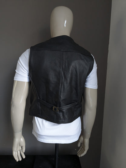 Origineel Route 66 dubbelzijdig leren gilet met drukknopen. Zwart. Maat M / L.