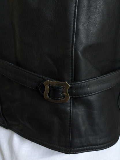 Origineel Route 66 dubbelzijdig leren gilet met drukknopen. Zwart. Maat M / L.