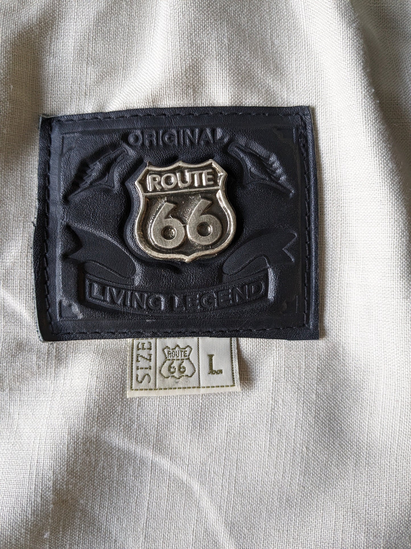 Origineel Route 66 dubbelzijdig leren gilet met drukknopen. Zwart. Maat M / L.
