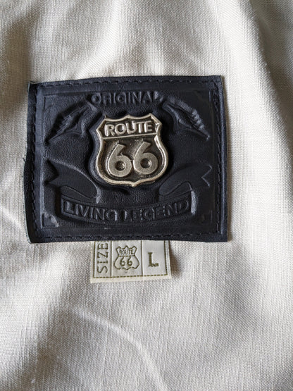 Origineel Route 66 dubbelzijdig leren gilet met drukknopen. Zwart. Maat M / L.